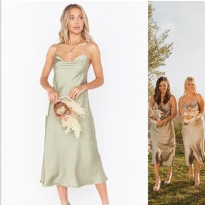 Show me your mumu Bridesmaid Verona Cowl Moss satin dress